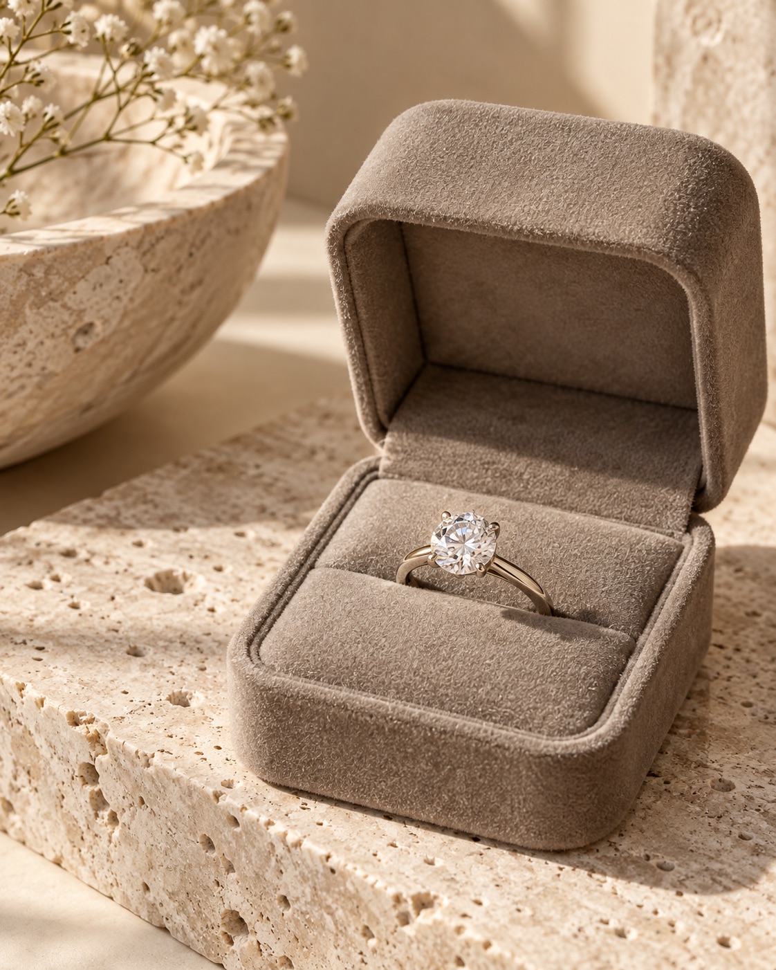 Diamond ring in a jewelry case